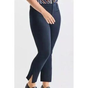 CAbi Barrister Trouser Ponte Knit Split Hem Ankle Length Navy Sz 14 #6265 NWOT